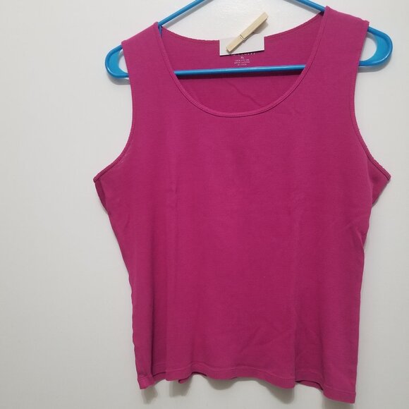 two cotton fuchsia Kim Rogers XL tank tops, with name written on - Picture 5 of 7